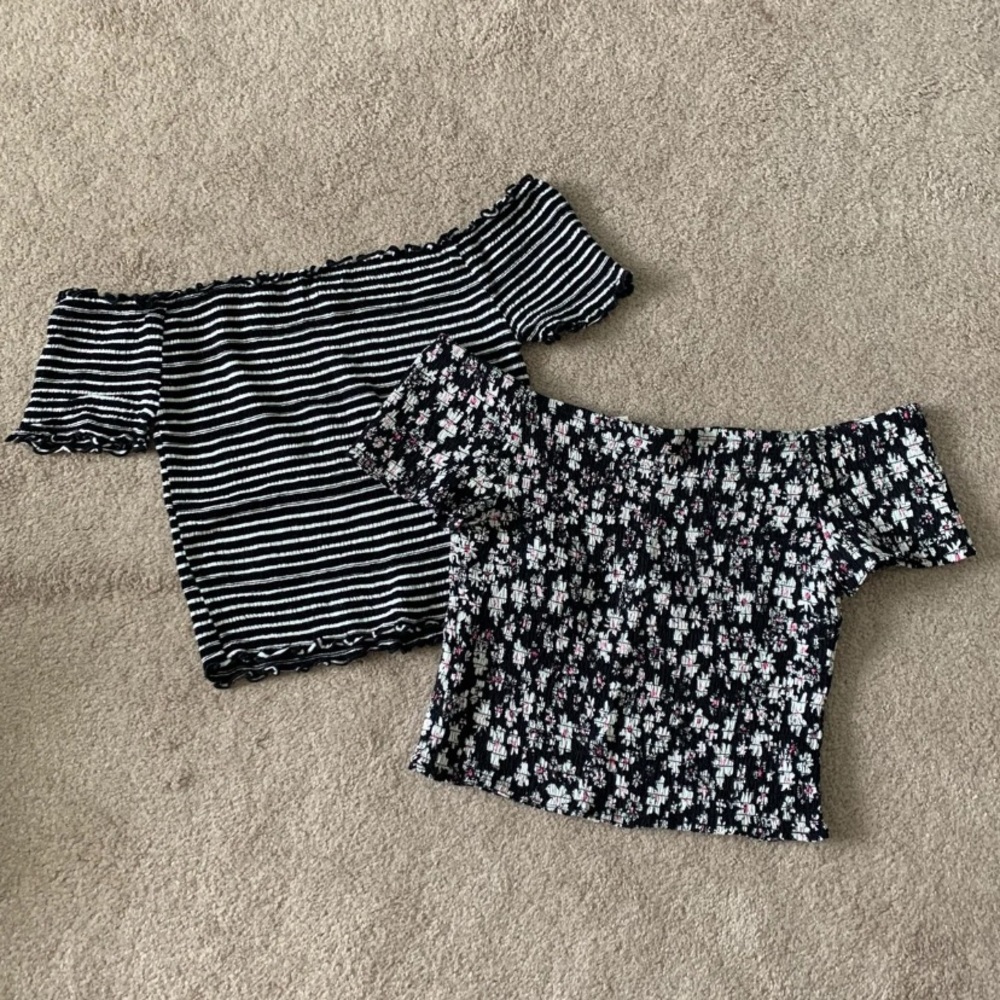 Two off the shoulder crop tops